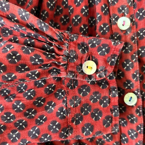 Rustic Red, Geo-Organic Vintage Blouse by Matta NY - Picture 9 of 10